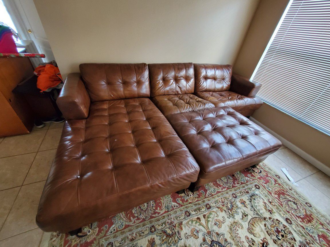 Genunie leather sectional sofa