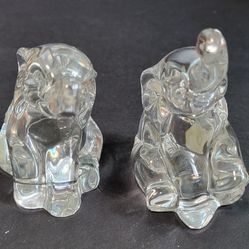 Vintage Lenox Fine Lead Crystal Figurine 1 Pair Of Elephants