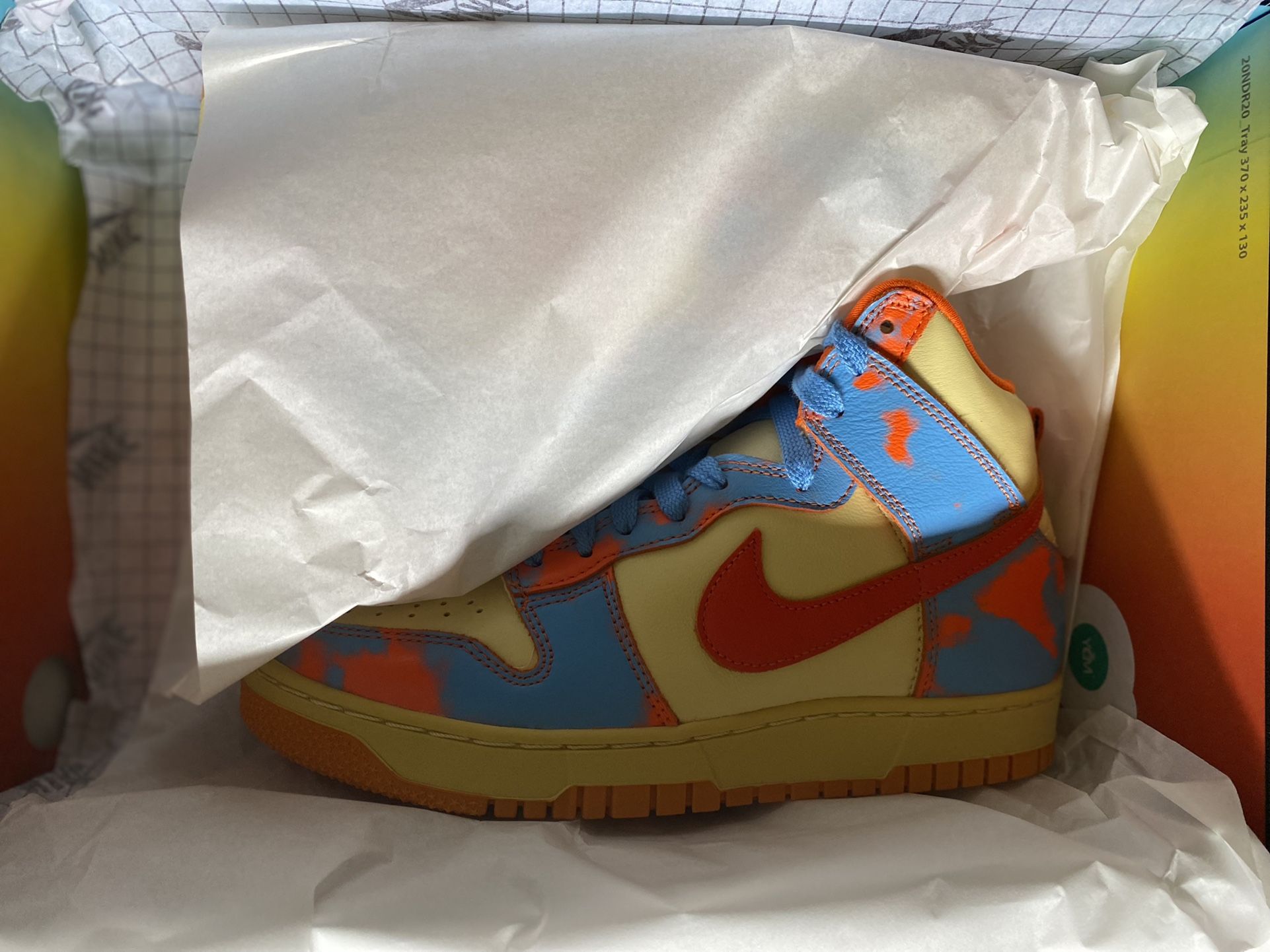 Nike Dunk High 1985 SP Orange Acid Wash Mens 7.5 OG Retro 100% Authentic DS