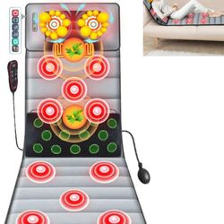 Full Body Massager Mat with 10 Vibrating Motors Massage Cushion 9 Modes Electric Massage Pad for Bed Sofa Floor Home Office, Help Body Pain Relief & C