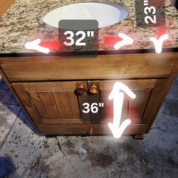 Bathroom vanity with  sink granite