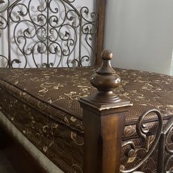 Queen size bed frame(comes with mattress and includes bottom spring)