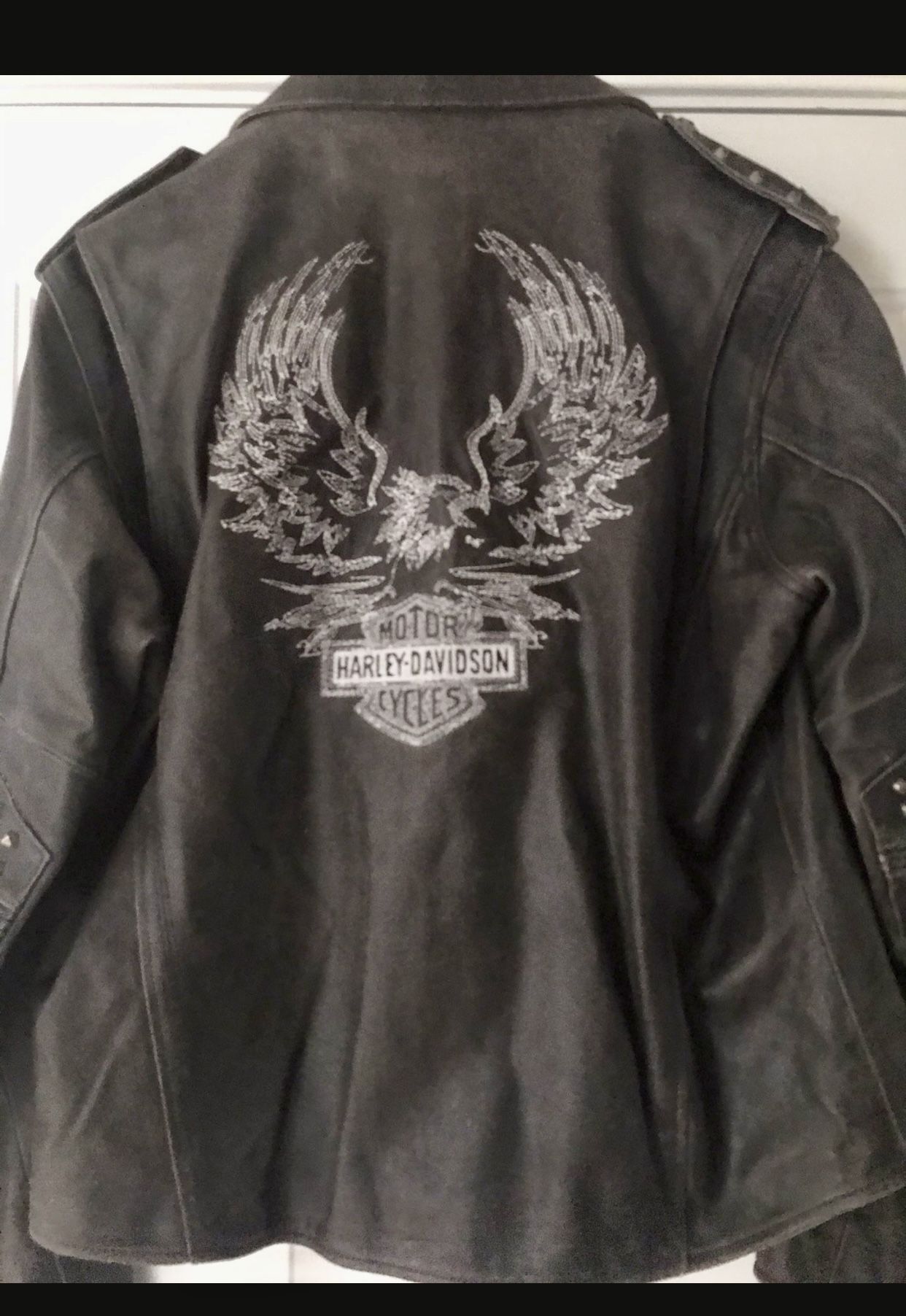 Vintage Harley Davidson Jacket Studded Shoulders & Elbows -L