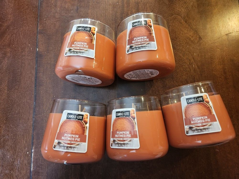Brand New Jars Of Candle Lite Candles Pumpkin Nutmeg Pie Scent