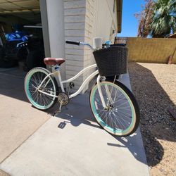 White Woman's Beach Cruiser 