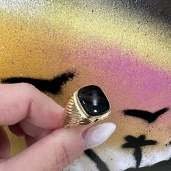 14k BLACK STONE RING 