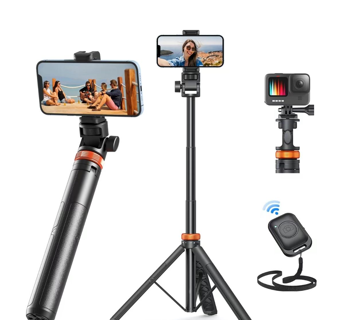 61" Phone Tripod for iPhone/ Android & Selfie Stick with Remote