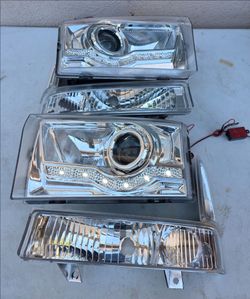 Ford F250 F350 F450 F550 Excursion LED Projector Headlights Luces Focos Micas Faros Faroles Headlamps 99-04