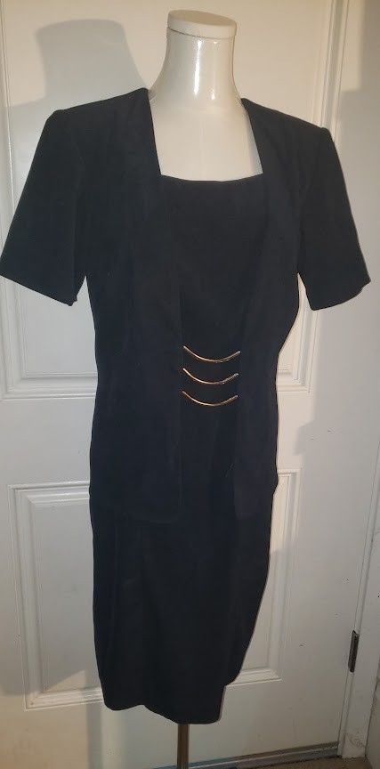 Worthington Suede Navy Formal/Semi-Formal Short Sleeve Dress (Size 8)