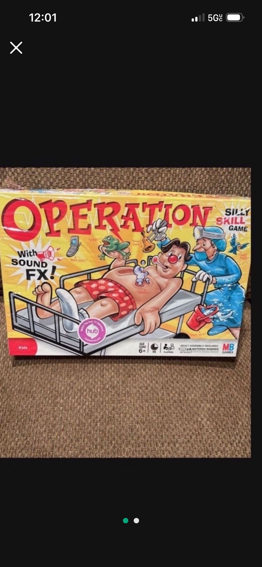 Gameboard—Operation— Brand new still in wrapper — 12.00 dollars