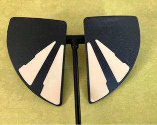 Black Metal & Beige Enamel Vintage Pierced Earrings