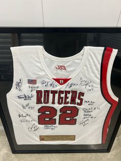 2008 Rutgers Scarlett knights team signed Jersey framed Hamady N'Diaye
