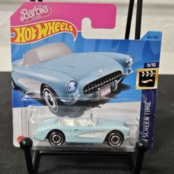 Blue Barbie Movie 1956 Corvette Hot Wheels Diecast 9/10 Screen Time