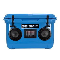 Seismic 37 Quart Blue Rotomolded Hard Cooler Box with Built-In Bluetooth Speakers