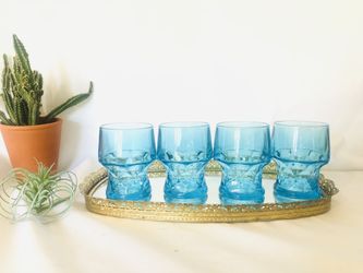 Teal Anchor Hocking Glass Set 4