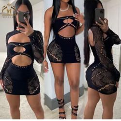 Mini Dress for Women Sexy Long Sleeve Bodycon Dresses Party Club Night