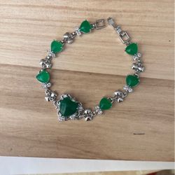SSilver Bracelets Green Jade Bracelets Sweetheart Bracelet
