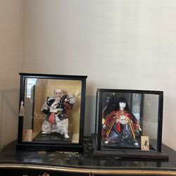 Oriental, Asian Japanese Ninja Dolls, And Cases Antiques