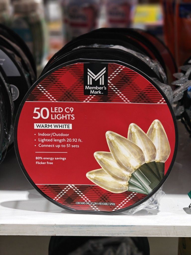 LED C9 Stayz-On Christmas Lights, 21ft Lighted Length