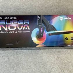 Brand New Black Melo Supernova Kick Scooter Lighted Wheels & Deck Folding