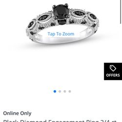 Black/white Diamond Engagement Ring Size 8