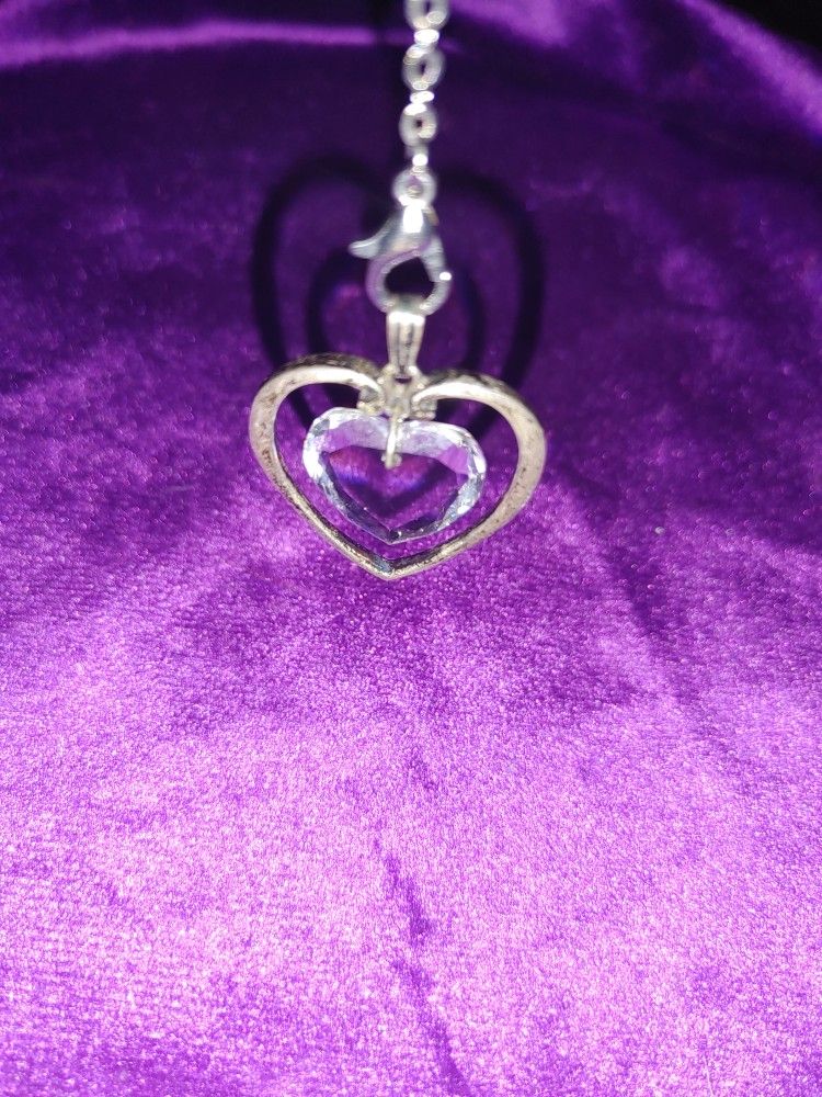Crystal Heart Charm in Silver