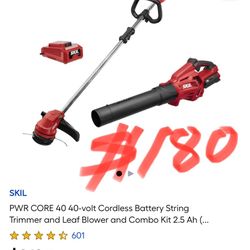  SKIL PWR CORE 40 40-volt Cordless Battery String Trimmer and Leaf Blower and Combo Kit 2.5