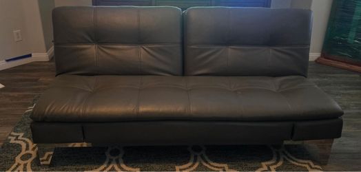 Gray Faux Leather Futon Sofa Bed