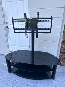 Heavy Duty Steel and Glass TV Mount Stand 3 Shelves Black