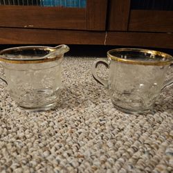 Frosted Grapevine Creamer And Sugar Bowls