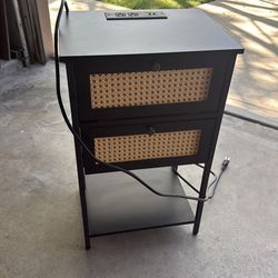 Black Rattan Side Table