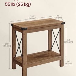 VASAGLE 2-Tier End Table Side Table with Bottom Shelf - Honey Brown