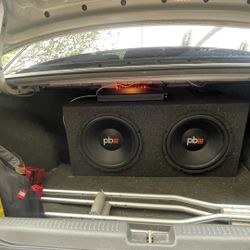 Sub and amplifier mounted on enclosure 