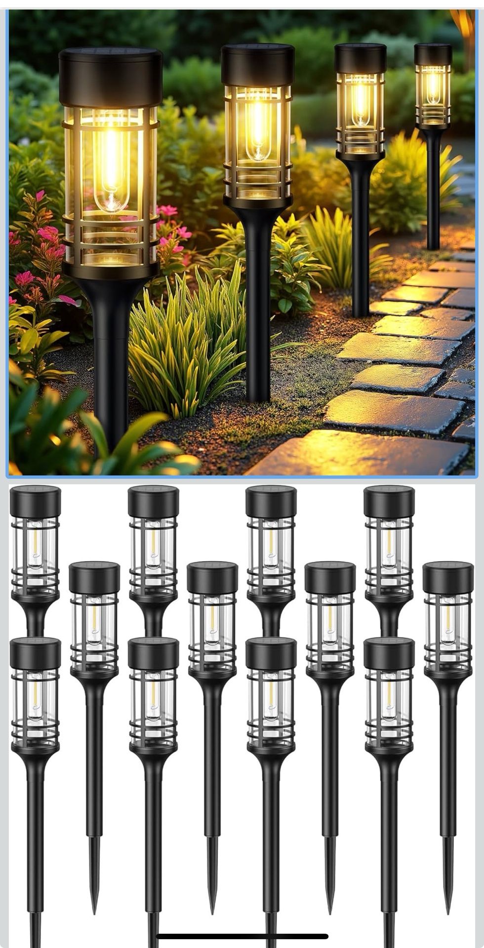 12 Pack Solar Pathway Lights Outdoor, Solar Lights Outdoor Waterproof IP65, Bright Solar Garden Lights Outdoor, Auto On/Off Outdoor Solar Lights