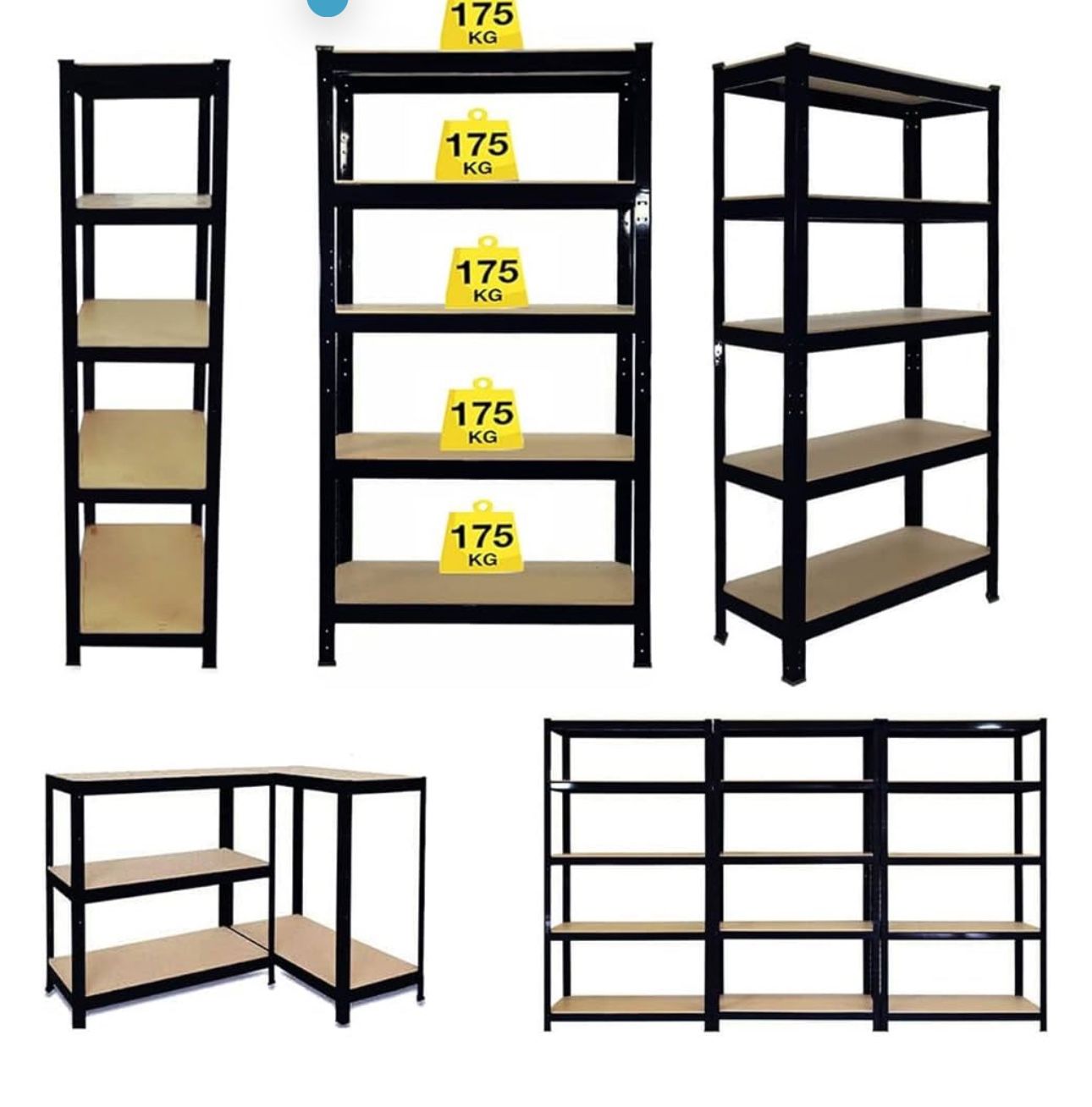 5-Tier Metal Shelving Unit - Black Utility Storage Racks - H 71" W 35.5" D 15.7",