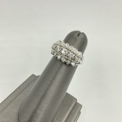 14KT WHITE GOLD LADIES WEDDING/ FASHION RING W/ DIAMONDS APPROX .80CT TDW 5.5GR, RING SIZE 5.25