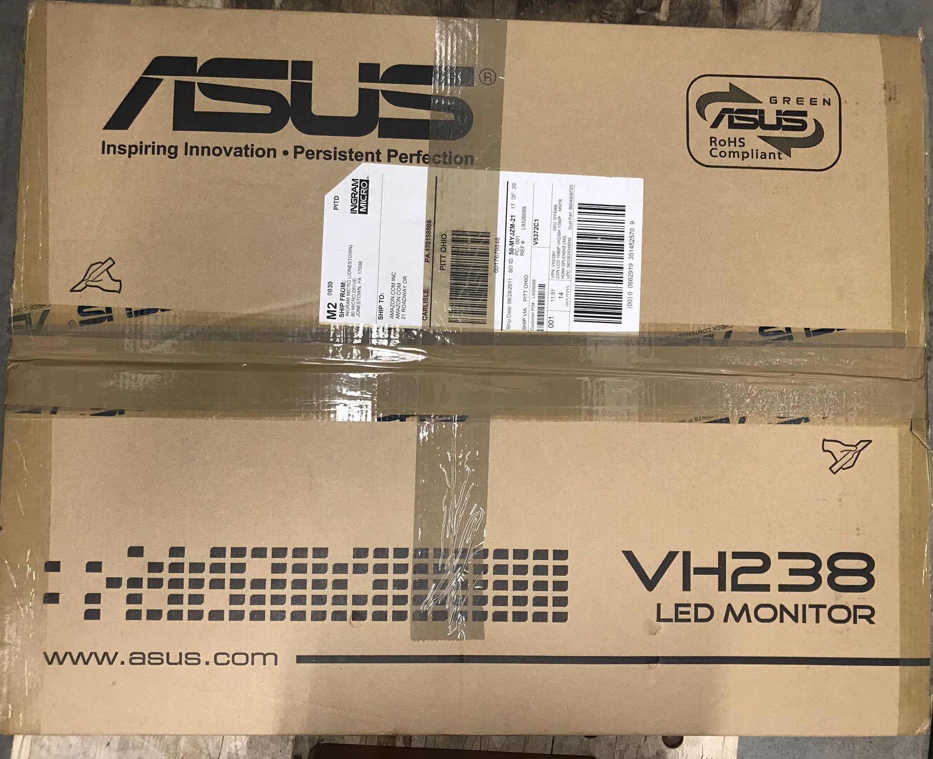 ASUS 23" VH238H 2ms LED Backlight 1920x1080 Monitor vh238