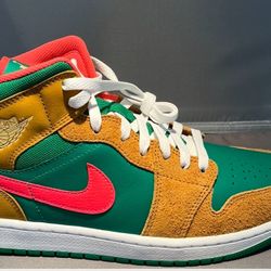 New In Box Nike Air Jordan 1 Mid SE Wheat WaterMelon Chutney Green Sneakers  Men’s 10x