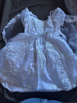 White Baby Girl Baptism Dress with Veil