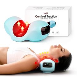 Neck Stretcher Pillow with Gentle Heat & Red Light – Cervical Support for Relaxation and Comfort
