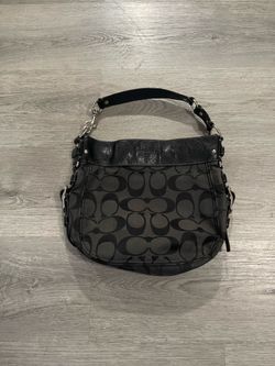 Vintage Coach Zoe Hobo Signature Black Canvas Shoulder Bag
