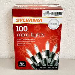 🔥NEW🔥 Sylvania 100 Mini Lights Incandescent on Green Wire 20ft Indoor/Outdoor