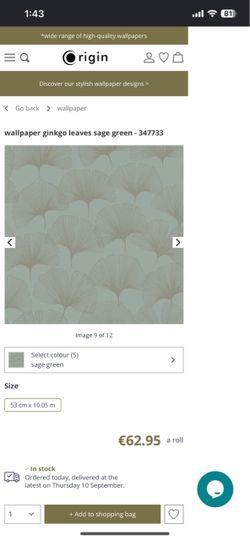 Origin Ginkgo Leaves Sage Green Wallpaper