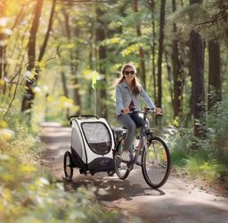 Aosom Bike Trailer for Kids 3 In1 Foldable Child Jogger Stroller Baby Stroller Transport Carrier with Shock Absorber System Rubber Tires Adjustable Ha