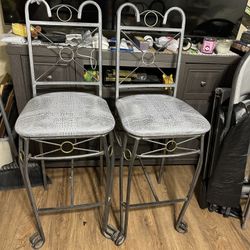 2 Silver Bar Stools