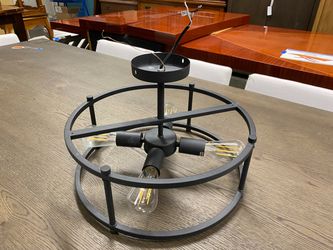 Industrial Matte Black Round Light Fixture