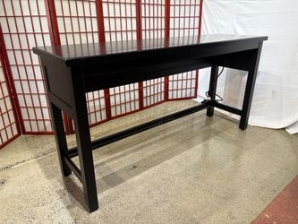 BAYSIDE Jet Black Counter Height Narrow Dining Table with Electrical Outlet