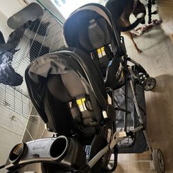 Baby Trend Snap N Go Twin Stroller With Grace Car seats 