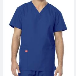 Dickies unisex scrubs blue shirt top Size Large