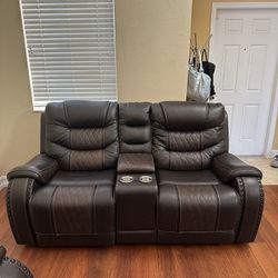 2 Sofás ! Headliner Leather Dual Power Reclining Loveseat And Sofa